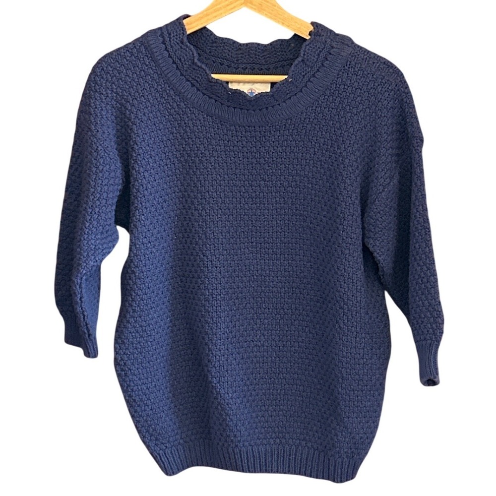 90s Turtle Bay Sweater Coastal Grandma Grandmacore Royal Blue Cotton Knit USA